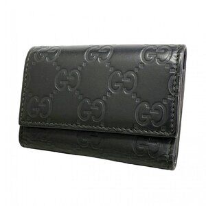 Gucci Key Case Guccissima Leather Black Silver Key Holder